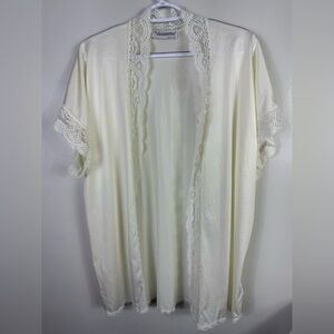 Vintage Vassarette Satin Robe Ivory Lace‎ Mini Bridal Feminine